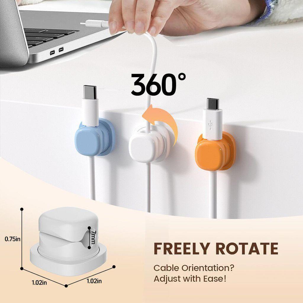 Rotating Desktop Cable Organizer: Mobile Phone Charging and Management Clip