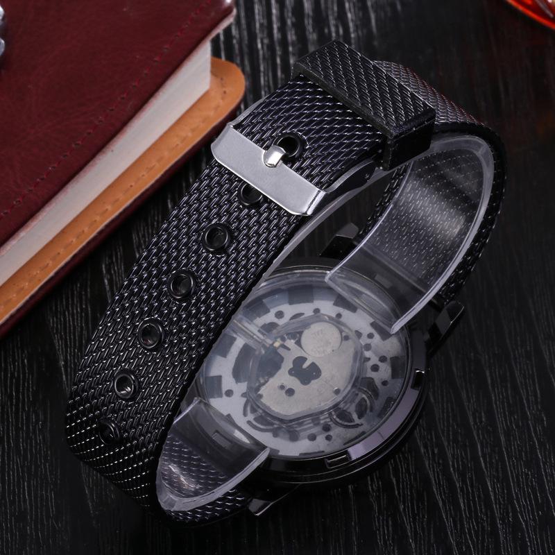 Men's Fashion Mesh Band Quartz Watch - Hollow Design, Non-Mechanical, Casual Style