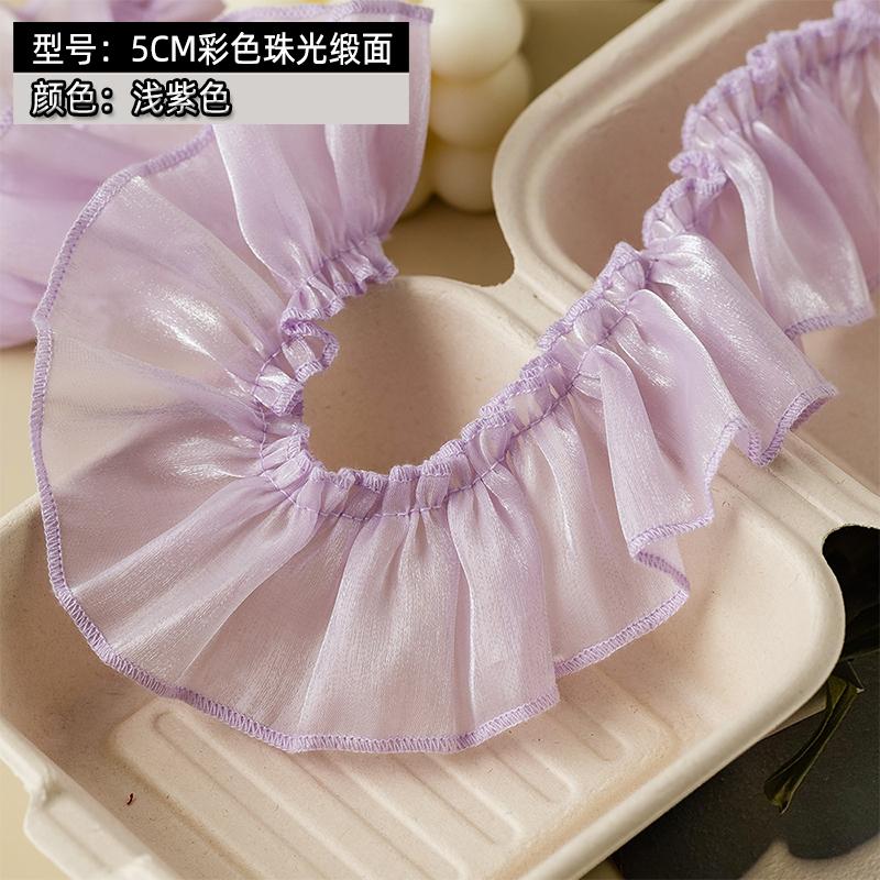 5meters/lot Blue Ruffle Ribbon 5cm Wide Lace Trim For Crafts Party Dress Diy Supplies Needlework Decoration Sewing Accessories