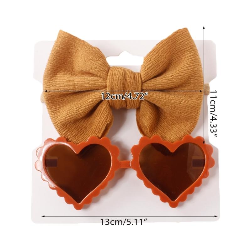 Baby Girls Headband Sunglasses Decor Kit Children Kids Supplies Seaside Beach- Accessories Bows Hair Band & Sunglasses