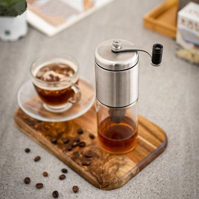 Măcinător de cafea de călătorie 2 în 1 Sticlă manuală pentru cafea prin picurare Măcinător de cafea portabil acționat manual Camping