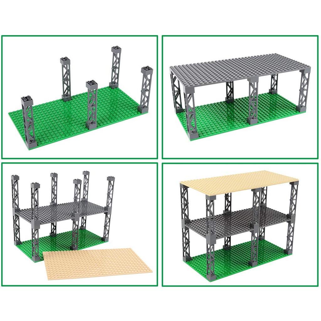 INIBUD Klasyczna Kompatybilna Płyta Bazowa z Klocków, 16x32mm, Dwustronna, z Kołkami, Zestaw 3 Płyt i 12 Kołków