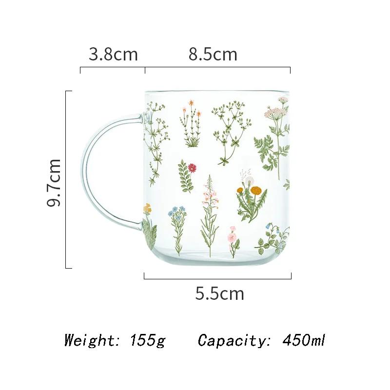 

Стеклянная чашка Женская бытовая кружка для питья Термостойкая для молока Завтрака Кофейные чашки Милая девушка Большой емкости с мерной шкалой Кружки Подарки 401-500ml