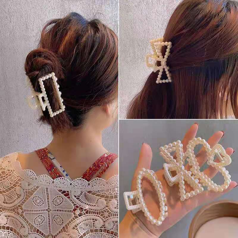 Small Paragraph -- 6pcs Simple Elegant Temperament Clip Cute Girl Headdress 4cm Imitation Pearl Hair Clip Bath Hair French Retro