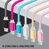 Cable de carga de datos USB trenzado de nailon de 1m 2m 3m para IPhone Samsung XiaoMi HuaWei