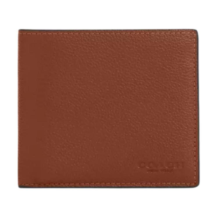 Coach 11 Letter Logo Snap Smooth Calfskin Wallet Men wallet Brown CR378-SAD Basic Set (Bag+Dust Bag)