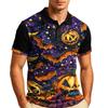Men's Halloween Short Sleeve Casual Shirt with Turn Down Collar