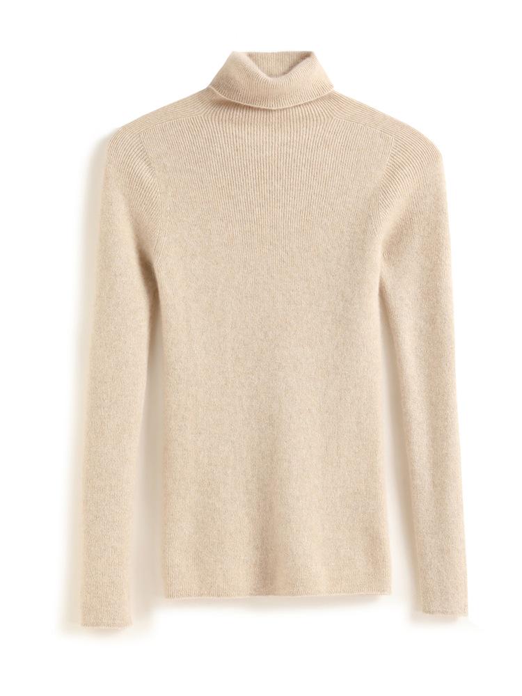 Women's 100% Pure Cashmere High Neck Seamless Turtleneck Sweater - Slim Fit Autumn Winter Knitwear