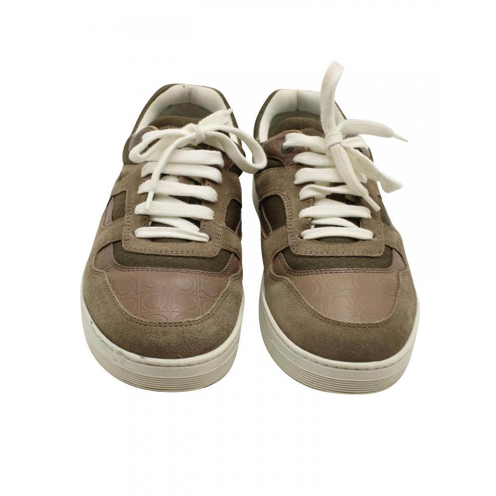 Salvatore Ferragamo Two Toned Sneakers In Brown Suede Brown