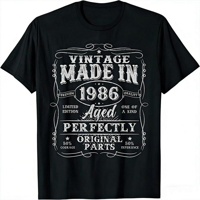 Vintage Made in 1986 Aged Perfectly 40th Birthday 40 Years Gift Limited TShirt for Dad Summer Fashion Cotton Casual Unisex Tee