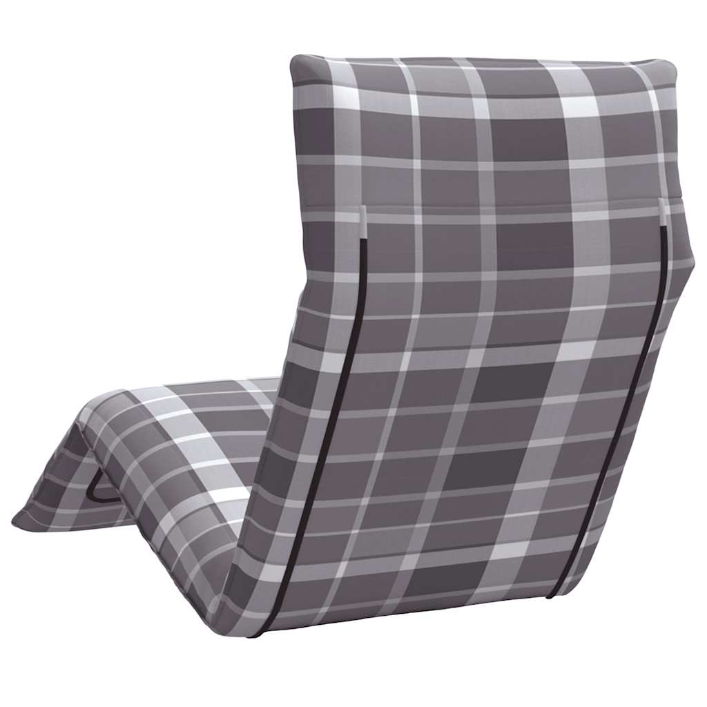 Folding Sun Lounger Grey Checkered Pattern 175 X 54 X 8.5 Cm Oxford Fabric