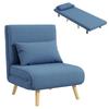 3-in-1 Convertible Low Armchair Bed Armchair Single Bed 5-Position Backrest In Fabric with Cushion, Blue