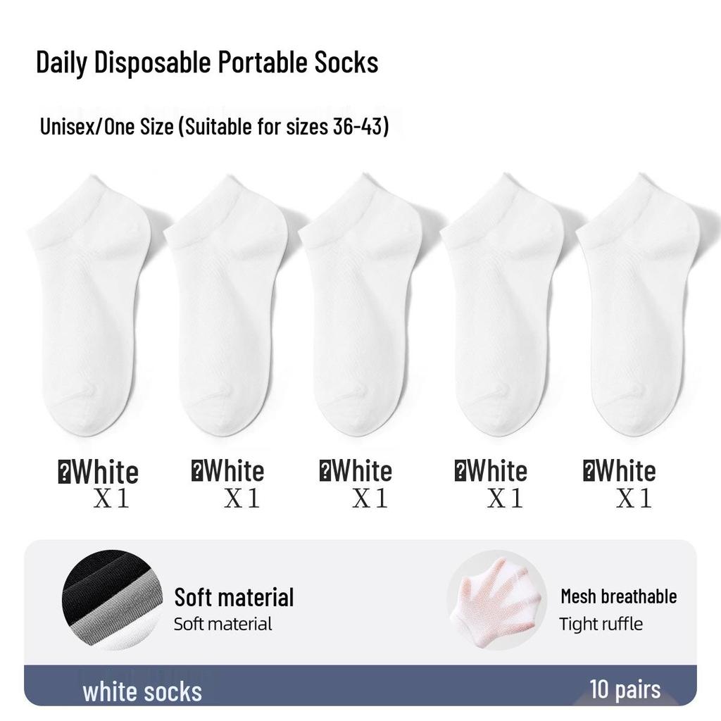 Disposable Mid-Calf Cotton Socks for Men and Women - Breathable, Sweat-Absorbent, Odor-Resistant for Travel and Daily Use.
