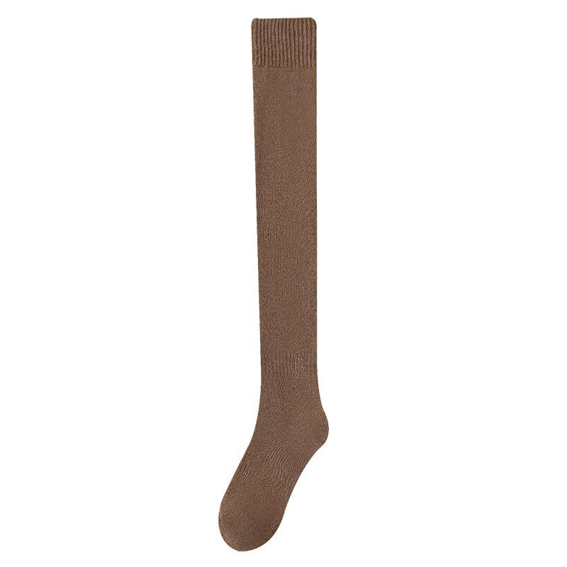Socks Women'S Winter Thickened Knee Socks Solid Color Wear-Resistant Cotton Socks Anti-Pilling Casual Versatile Stockings Wholesale