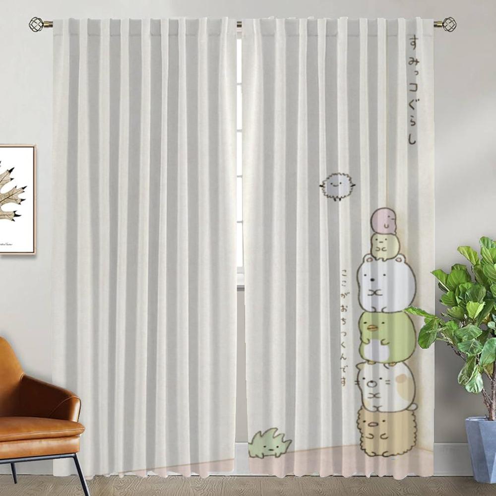 Sumikko Gurashi Blackout Curtain for Room 2 Panel Shades Home Interior Curtains Partition Halloween Decoration Tulle for Bedroom