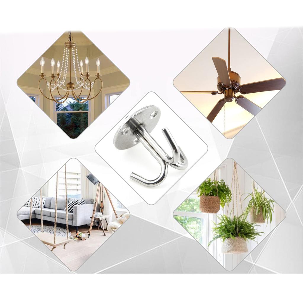 Pack of 5 Triple Hook Ceiling Hook Stainless Steel Hanging Hardware for Chandeliers Fan Hammocks Indoor Outdoor Use