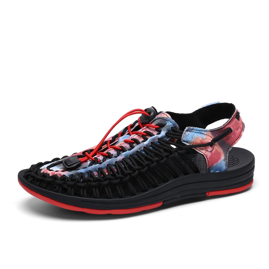 Summer Special for Men and Women Hole Shoes Couple Sandals Men's Breathable Beach Shoes Men's Trend Woven Hollow Sandals
