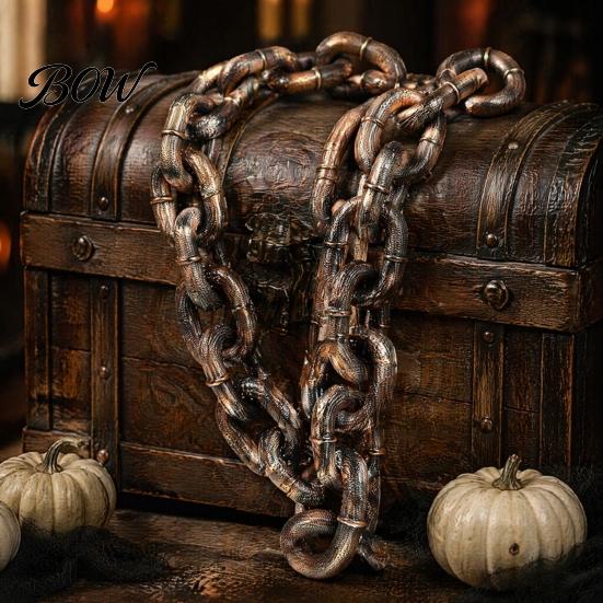 Yorkie Decorative Chain Simulated Iron for Haunted House Cosplay, Halloween Plastic Prop, Novelty Small Dog Photo Props Leash, Lightweight Fake Metal