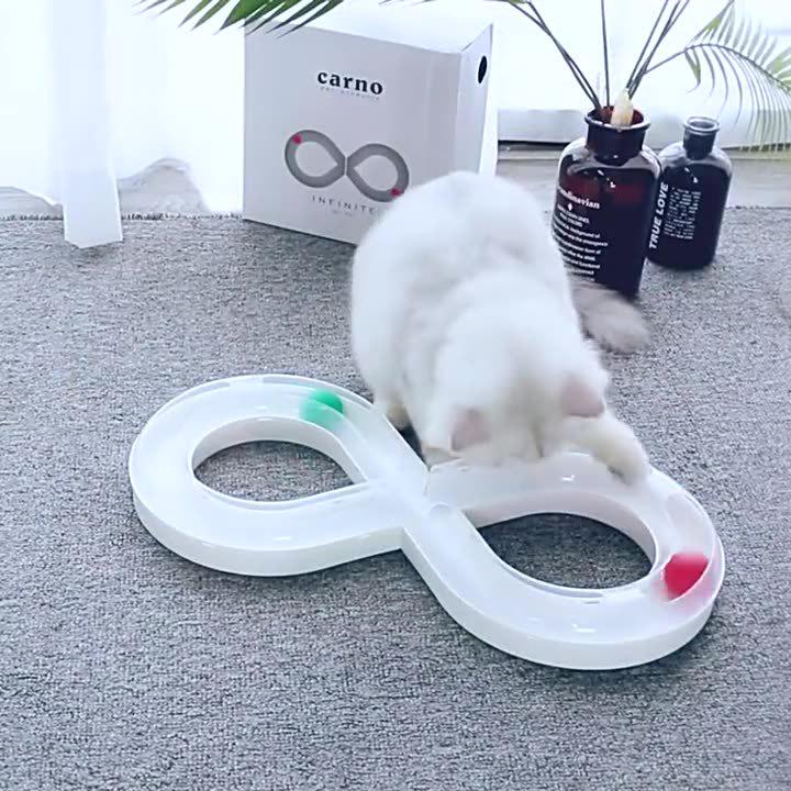 Self-Playing Cat Turntable Toy with Automatic Teasing Stick & Track Ball for Boredom Relief