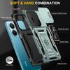 For Xiaomi Redmi Note 14 4G (163.25mm)/14 5G Case Kickstand Slide Lens Lid PC+TPU Drop