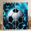 Honeycomb Hexagonal Fluorescent Print Curtains Football Baseball Basketball Curtains for Sports Boys Bedroom Blinds Window 2PCS