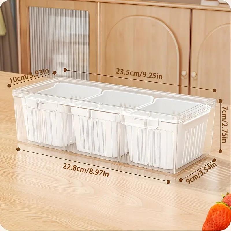 1pcs Practical Storage 3-compartment Scallion Fresh-keeping Box with Scallion Ginger Draining Kitchen Lid Fresh-keeping Box белый