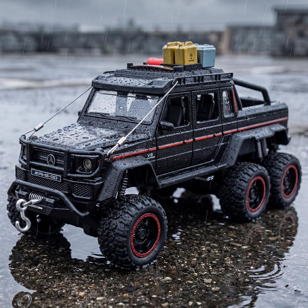 1:28 Mercedes Benz G63 AMG 6×6 Off Road Pickup Truck Alloy Model Metal Diecast Car Model Sound And Light Children's Toy Collect