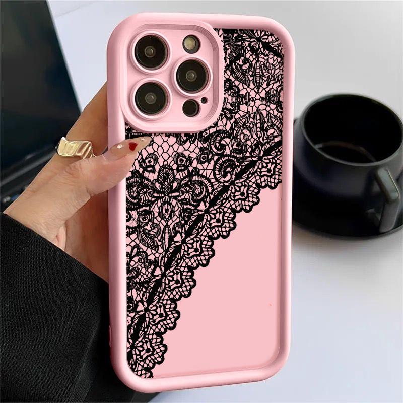 Sexy Lace Pattern in Black Phone Case For Samsung Galaxy S25 S24 S23 S22 Ultra Plus S21 FE A55 A54 A53 A52 A35 A25 A15 A14 5G