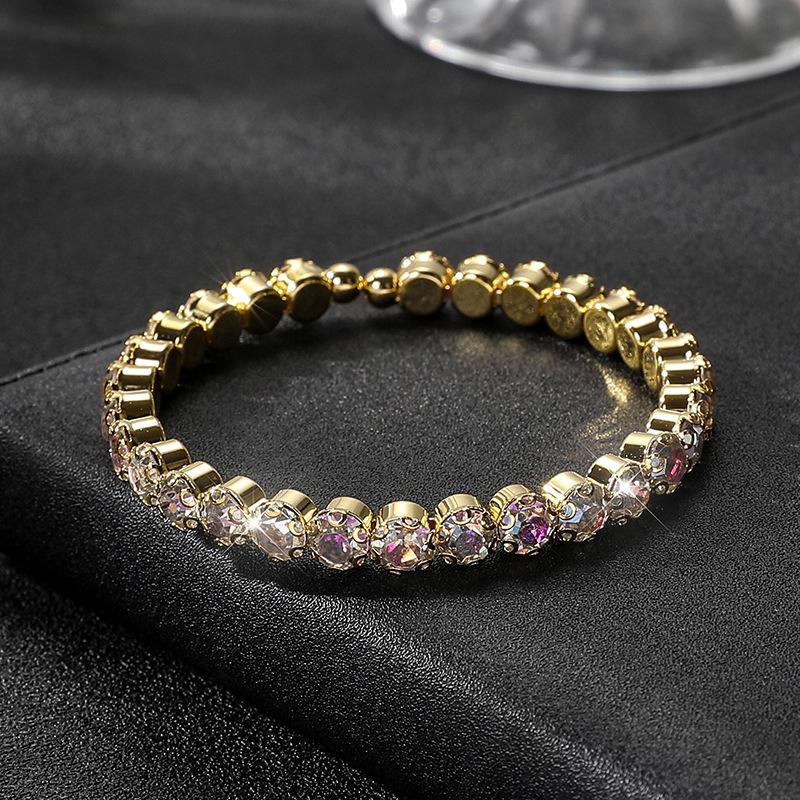 AB Rhinestone Open Bracelet Bridal Versatile Diamond Full Diamond Elastic Bracelet Jewelry
