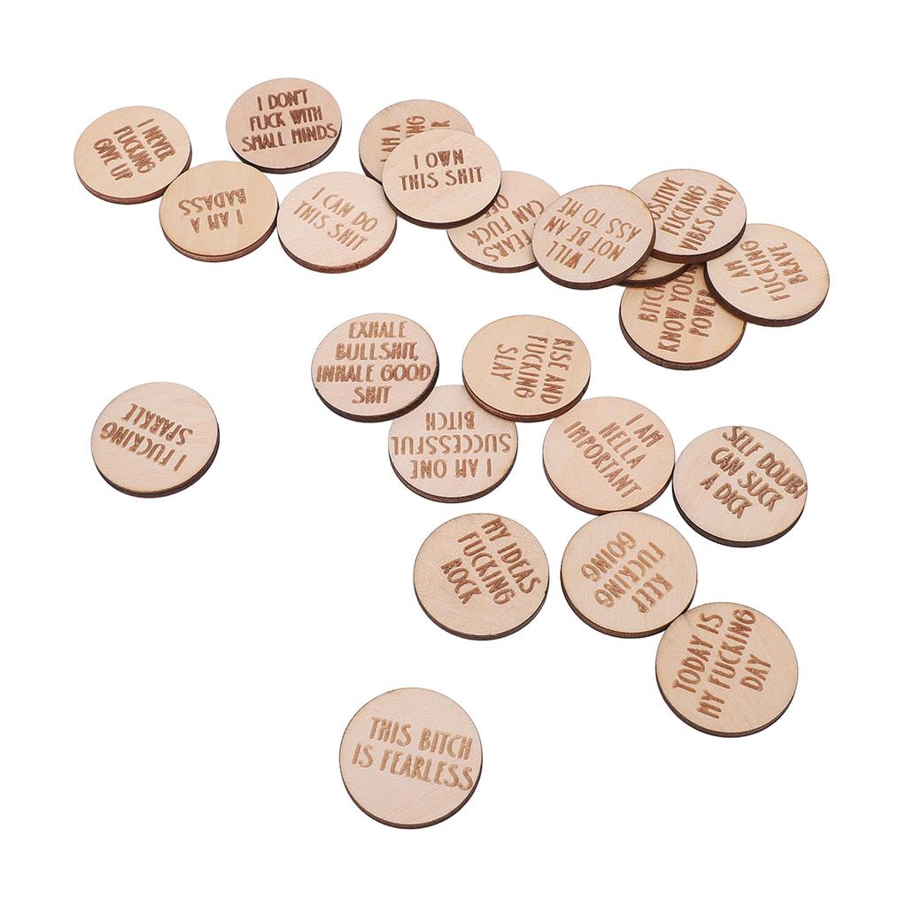 22 Stück Miniatur-Fluch-Affirmationsscheiben Lustige Einzigartige Miniatur-Süße Affirmation Holzdekoration für Familie Freunde Kollegen