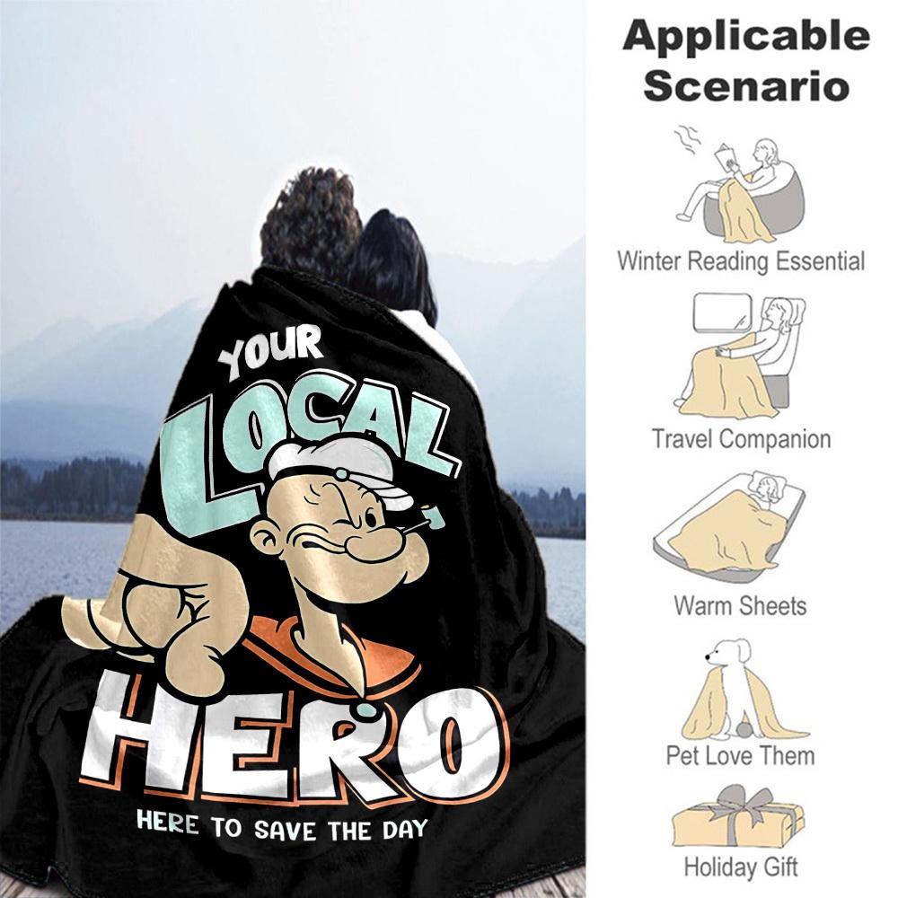 1pc Popeye the Sailor All-Season Comfort, Outdoor Flannel Blanket - Soft, Warm & Cozy for Naps, Camping & Travel 066