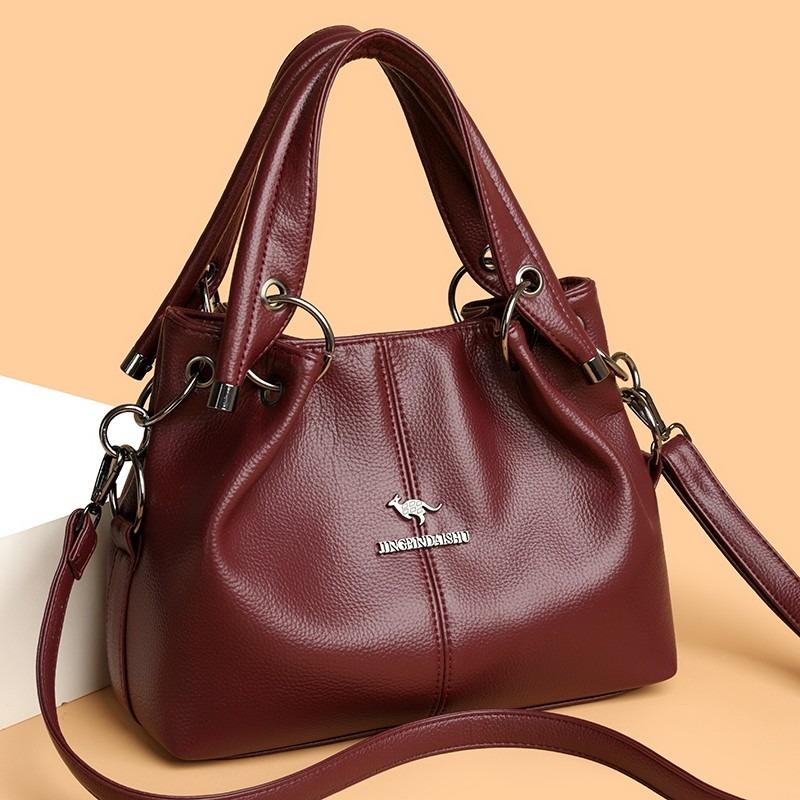 Bolsa Balde Feminina em Couro Texturizado Alça Ajustável Bolsa de Mão Feminina Elegante Bolsa de Ombro