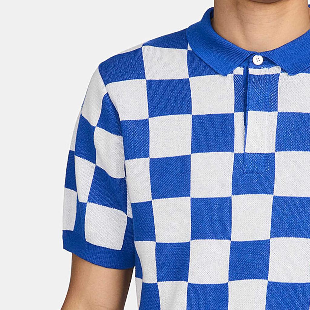 Nike Checkered Pullover Casual Sports Short Sleeve Polo Shirt Men Tops Blue FN3423-480