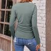 Women's Fashionable Casual Solid-color Long-sleeved Pullover Round-neck T-shirt Top