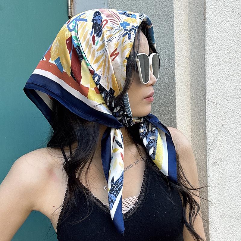 Luochi French Retro Square Silk Scarf - Women s Versatile Summer Sun Protection Shawl & Headscarf