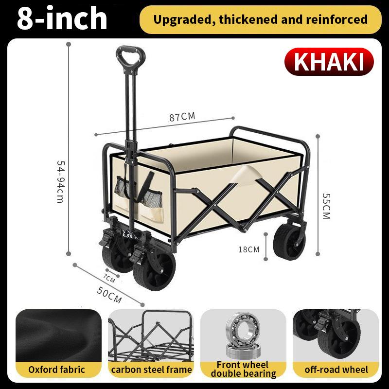 Extra Large Collapsible Outdoor Wagon Heavy Duty Camping Trolley High Load Bearing for Market Stall Travel хаки