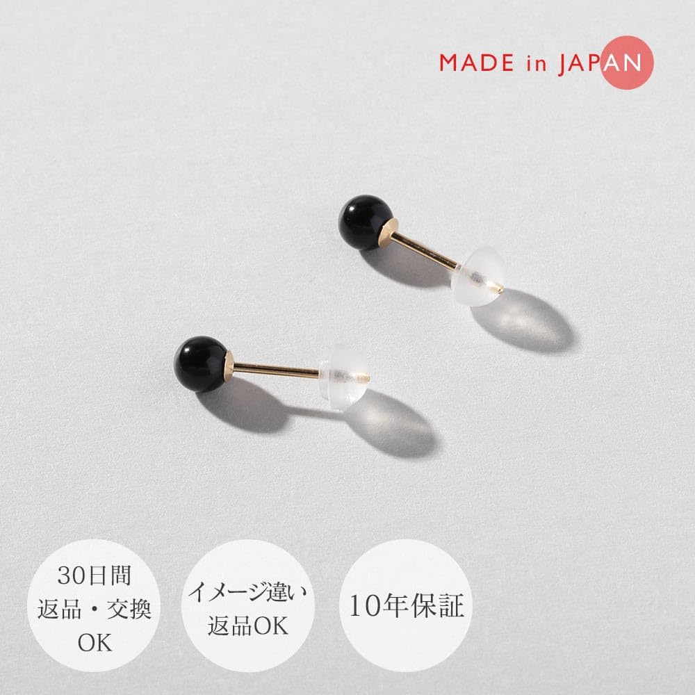 Pearl Grand Premium K18 Yellow 3mm [VOTRE COUTURE] Earrings, High-Quality Japanese-Made Pearls, Women's, Black, Gold,