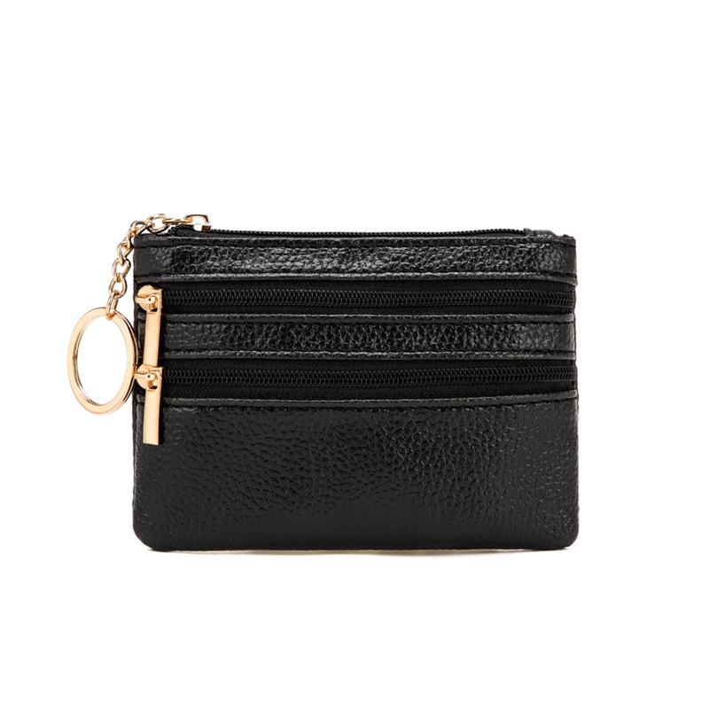 2025 Lightweight Minimalist Mini Coin Purse & Key Holder - Solid Color PU Polyester Fiber