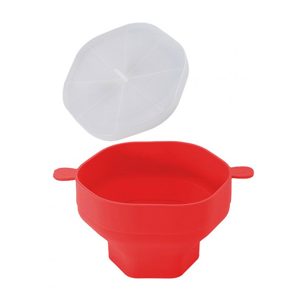 Silicone Microwave Popcorn Bowl with Lid Large Capacity Food Grade BPA Free Heat-Resistant Foldable Popcorn Maker Bucket Bowl