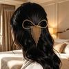Hollow Bow Hair Clip Clip, Short Chain Tassel Hairpin, Metal Elastic for Medium Bowknot Ponytail Holder Accessories Women Girls Gold Plated