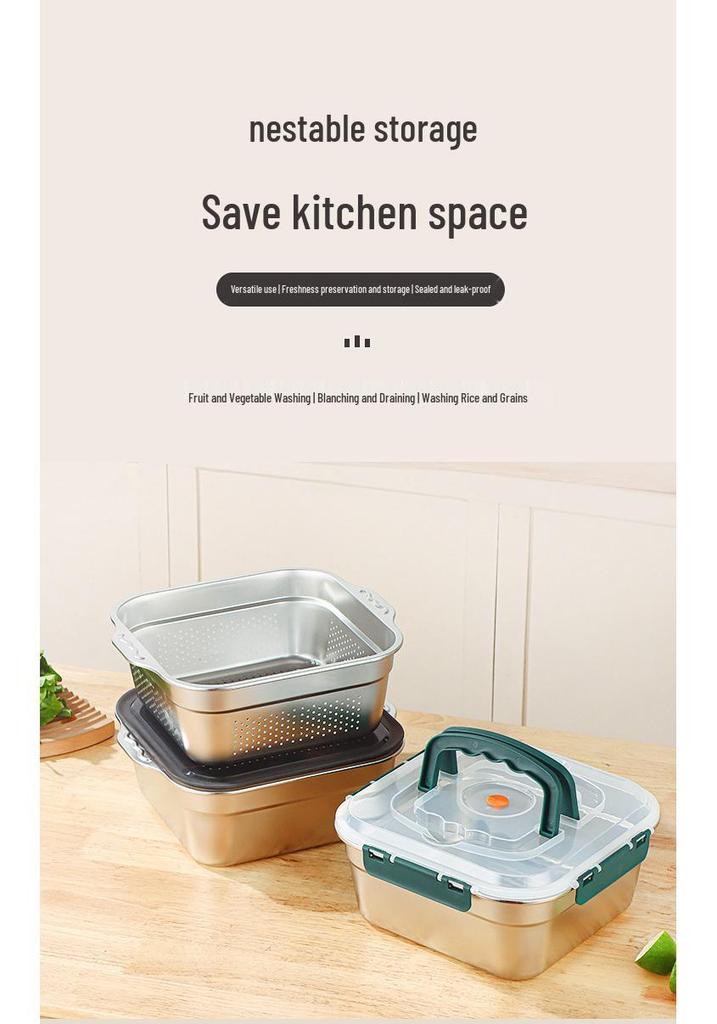 Double Ear Stainless Steel Kitchen Sink Draining Basket for Washing Vegetables & Fruits