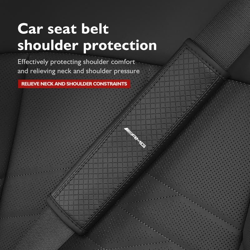 CSF1   Leather Car Seat Belt Cover Shoulder Protection Strap Pad For Mercedes Benz AMG W202 W212 W213 W220 W221 W222 C180 C200 C260