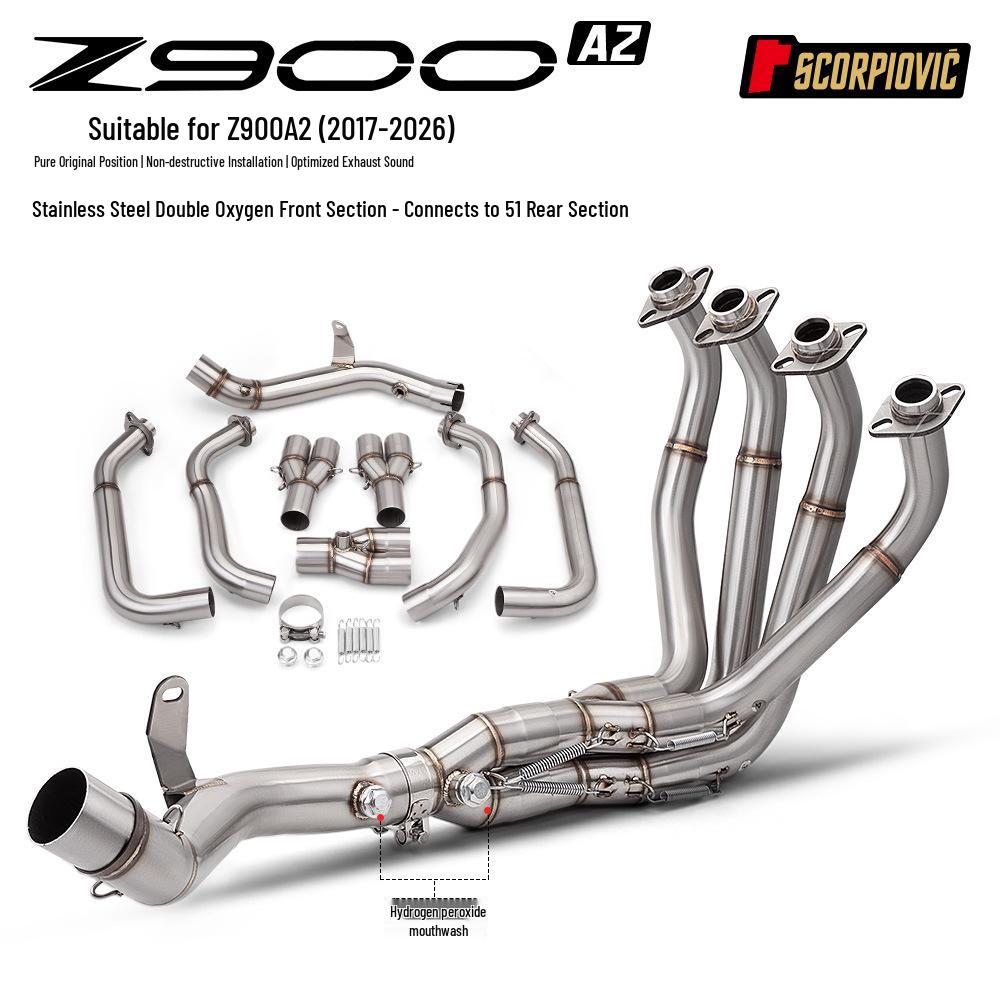 

Z900A2 Dual Oxygen Sensor Front & Tail Exhaust Muffler Set for 2017-2026 Motorcycles