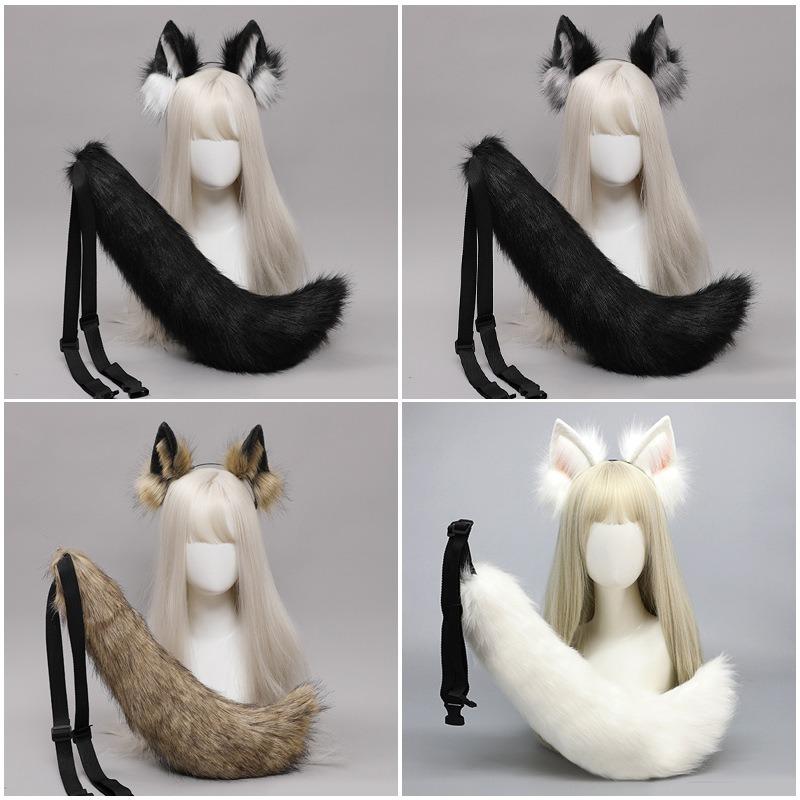 Wolf tail cos props simulation beast ear headband cute plush dress up accessories wolf lone wolf headband headdress