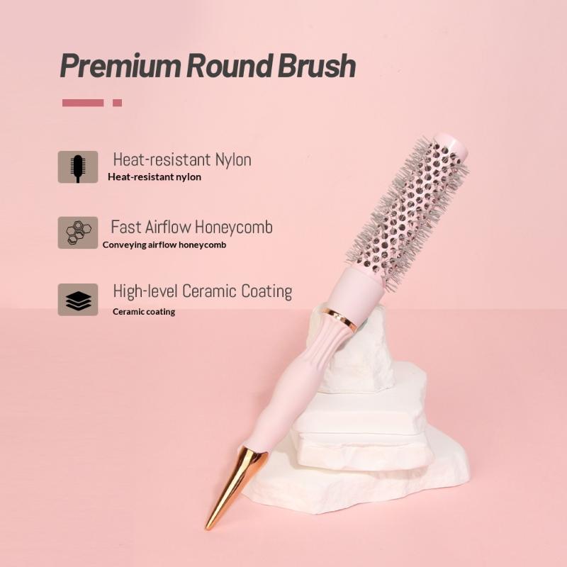 Barber Professional Round Blow Dry Brush, Professional Aluminum Tube Curly Hair  Cylinder Comb For Curly Hair Styling