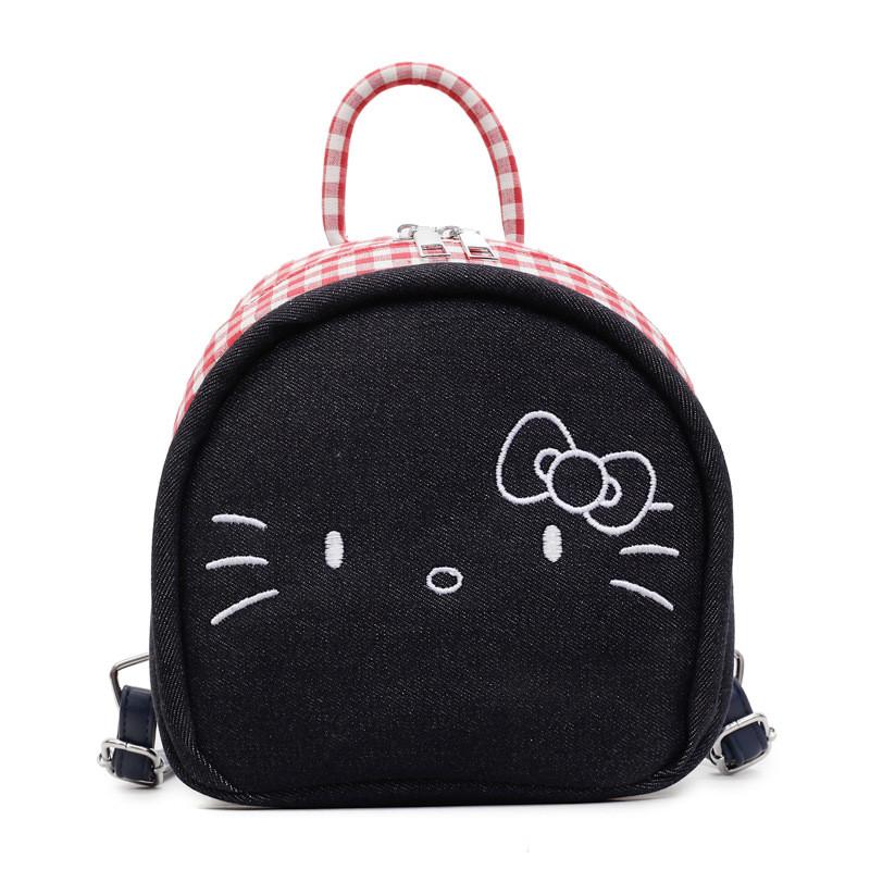 With Cute Backpack Grid Print And Embroidery Design For Wear Daily