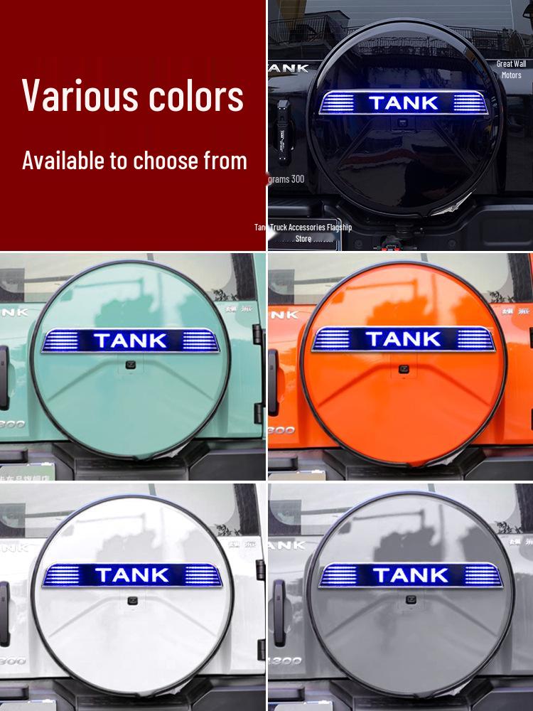 Full Coverage Spare Tire Cover for Tank 300 with Light, Thickened Stainless Steel Shell, Big G Style