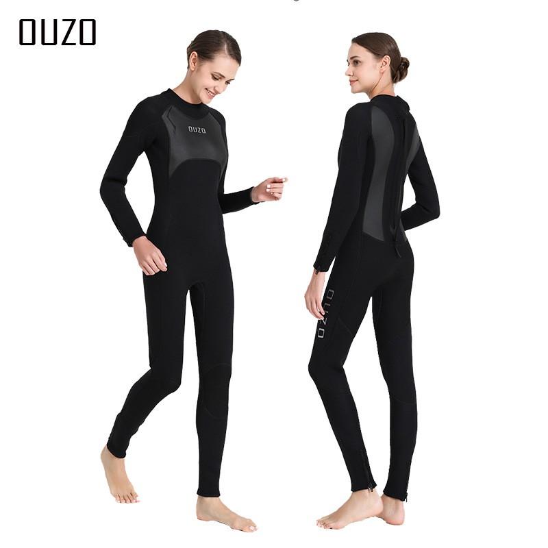 OUZO 3mm Diving Suit Men's Long-sleeved One-piece Thickened Warm Surfing Swimming Snorkeling