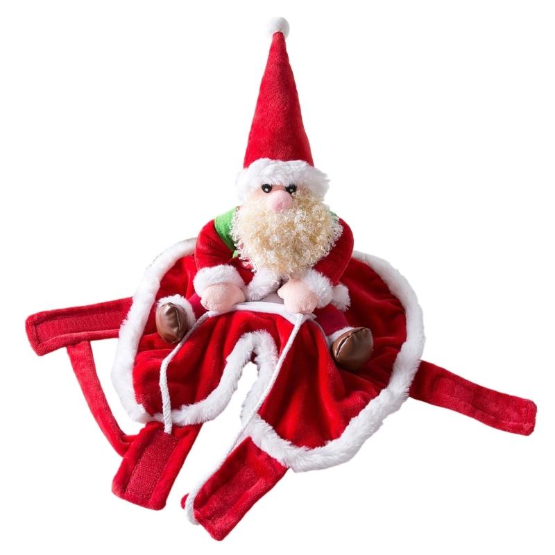 Funny Pet Christmas Outfit With Ride On Design For Small Dog Cats Holiday Celebration Dressingup Santa Claus Costume