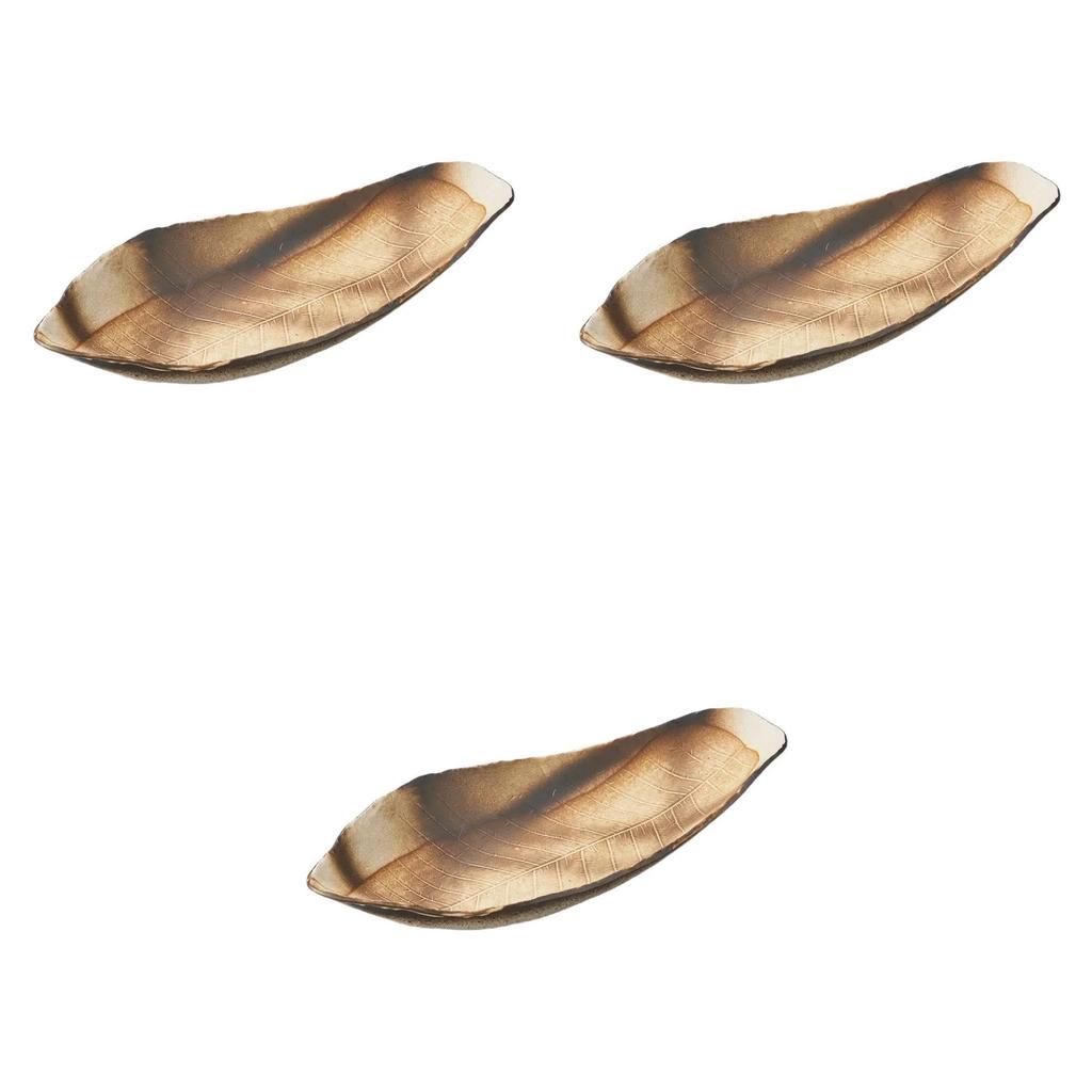 Set of 3 Black Dasugi and Magnolia Leaf Bowls x x Large Serving Bowls by Setomonohonpo [43 17.5 6.8 cm]